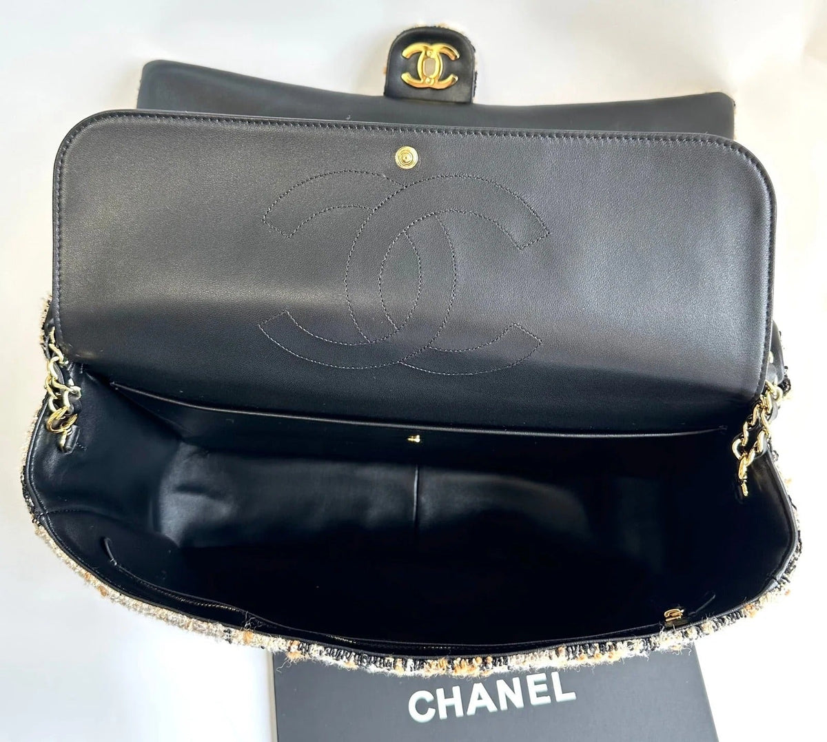 Chanel 2026 Leopard Print CF Maxi Flap Bag Tweed Leather