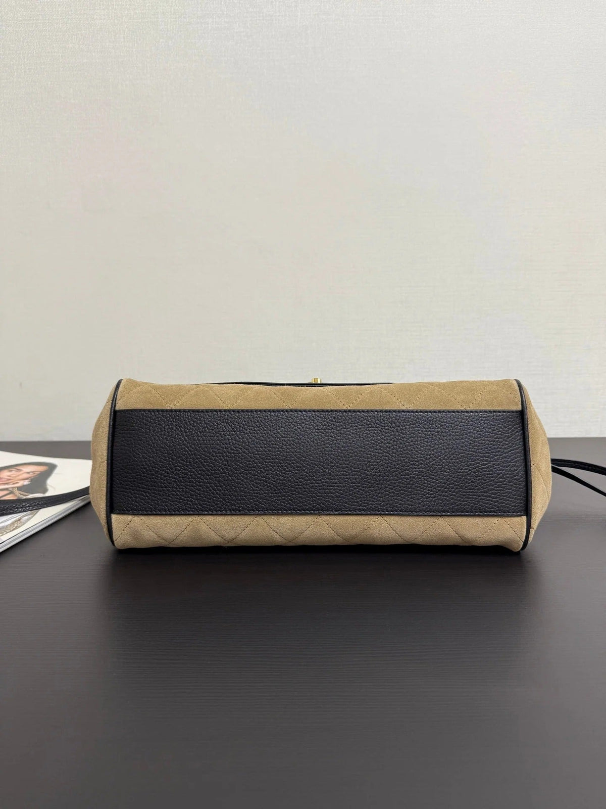 Chanel 2026 Urban Essential East West Bag 31cm Black Beige Suede Leather