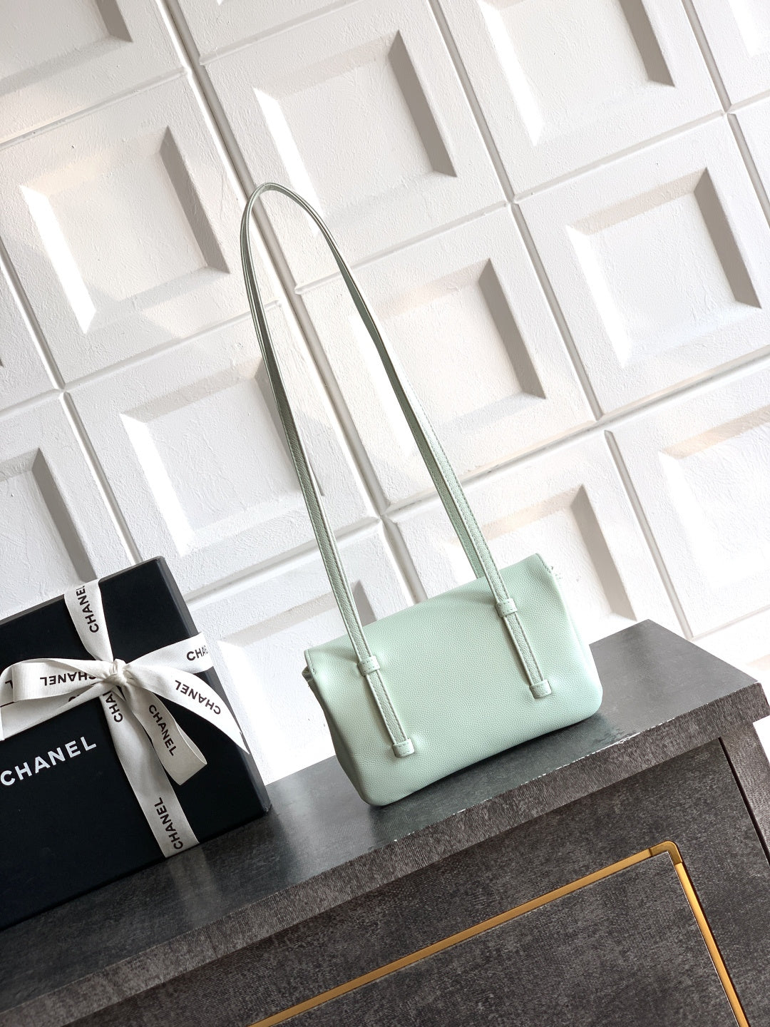 CC 26s Preppy Coco Bag 17cm Light Blue Caviar Leather GHW