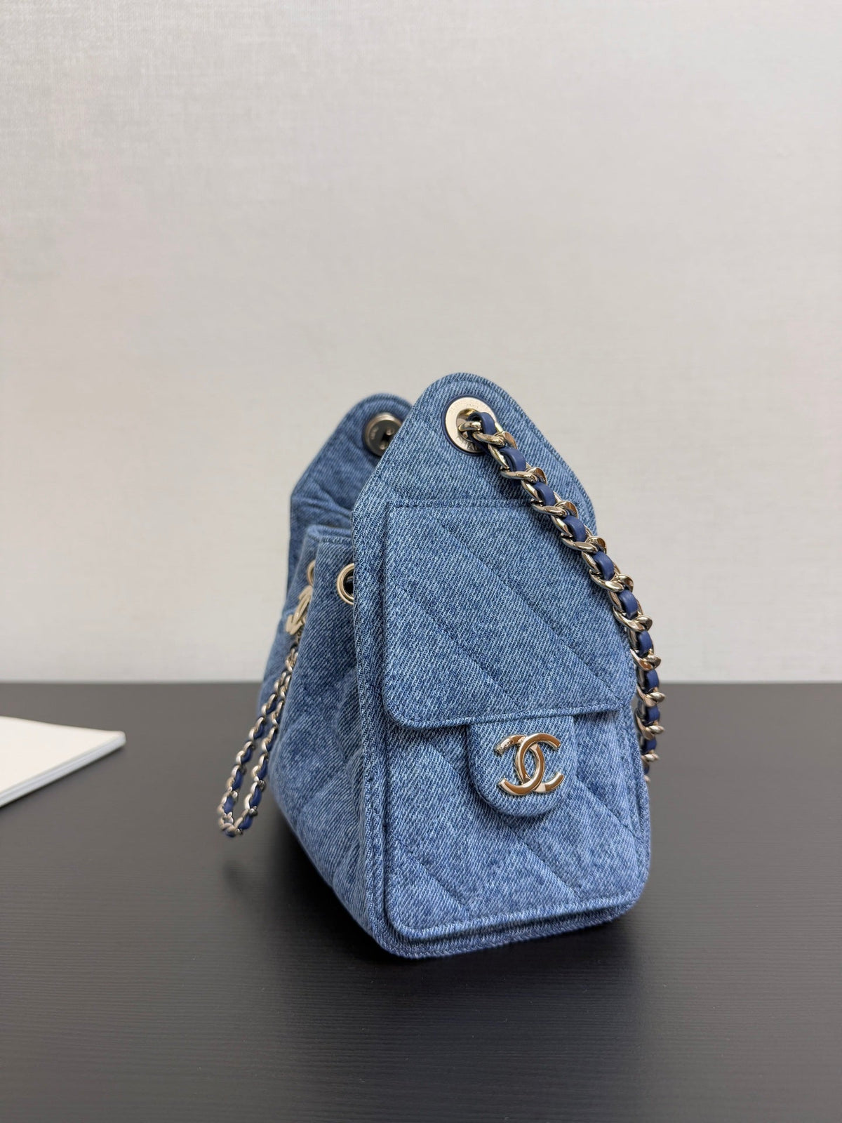 CC 26A Drawstring Bucket Bag 22cm Blue Washed Denim