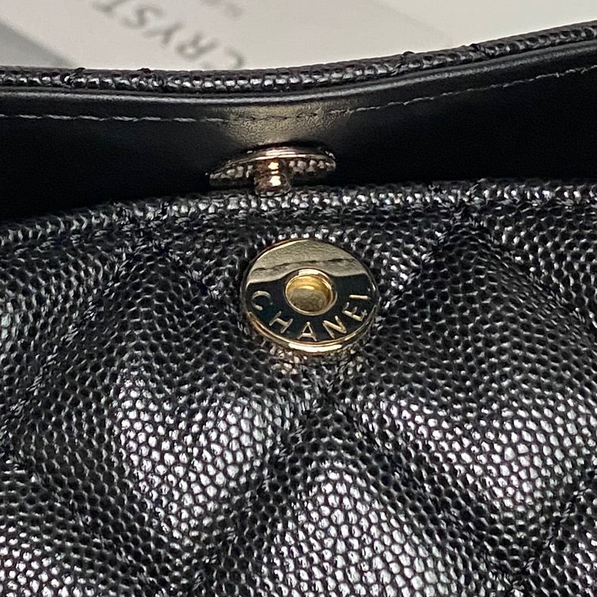 CC Coco Crush Handle Lunch Bag Black Caviar Leather
