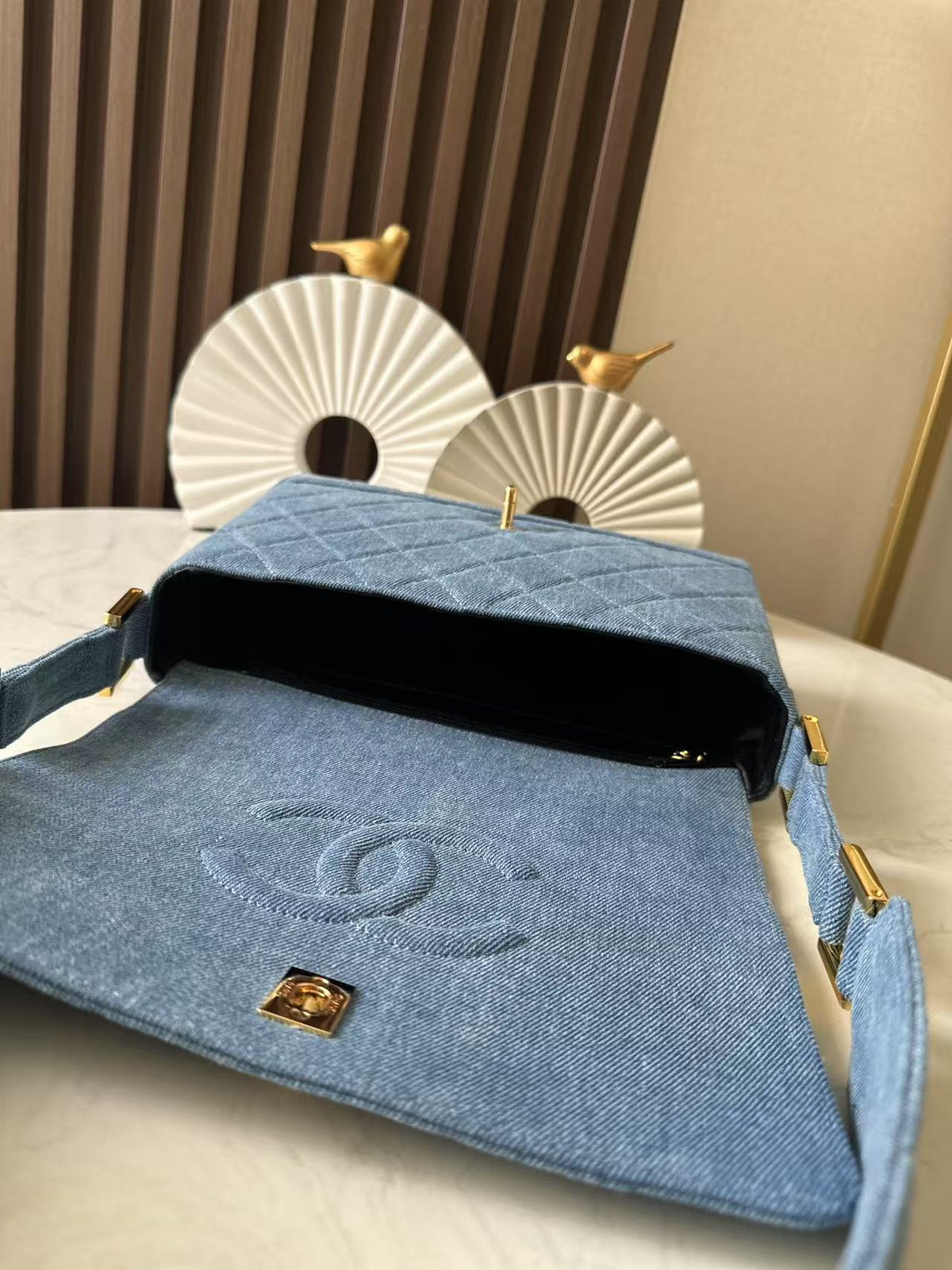 CC Vintage Flap Bag Medium Blue Denim