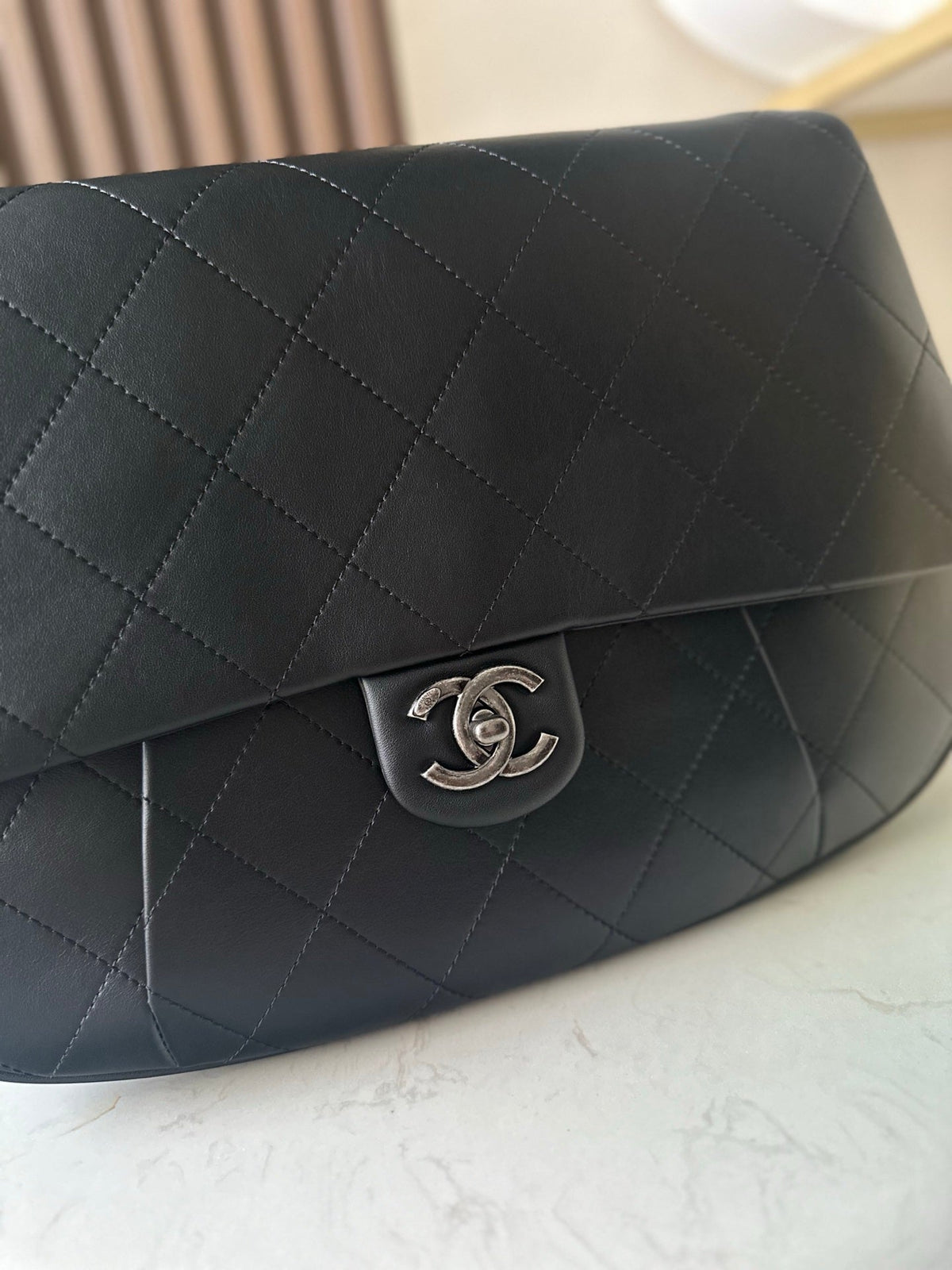 CC 2229 Classic Flap Bag 34cm Black Quited Lambskin