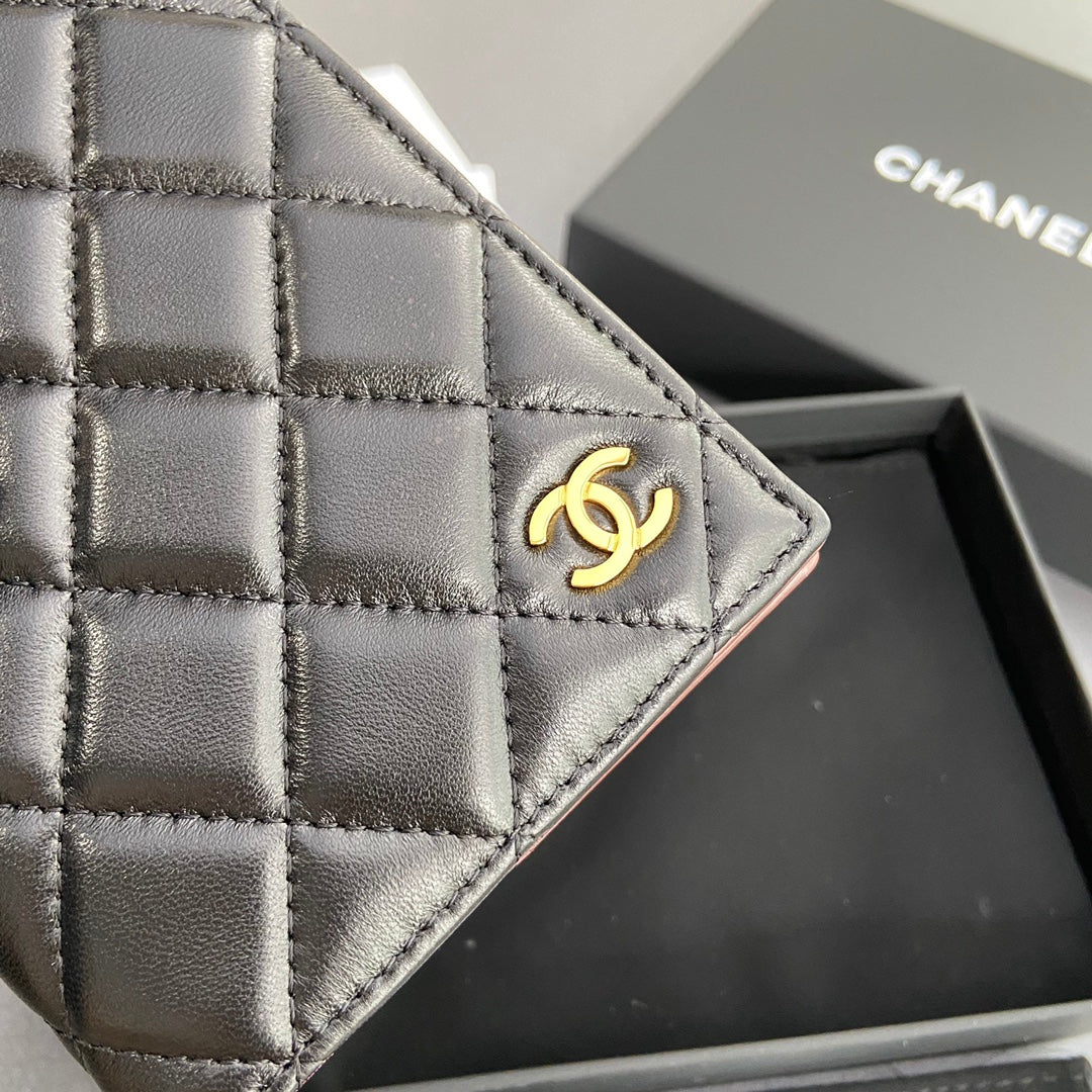 CC Passport Holder Black Sheepskin GHW 193338