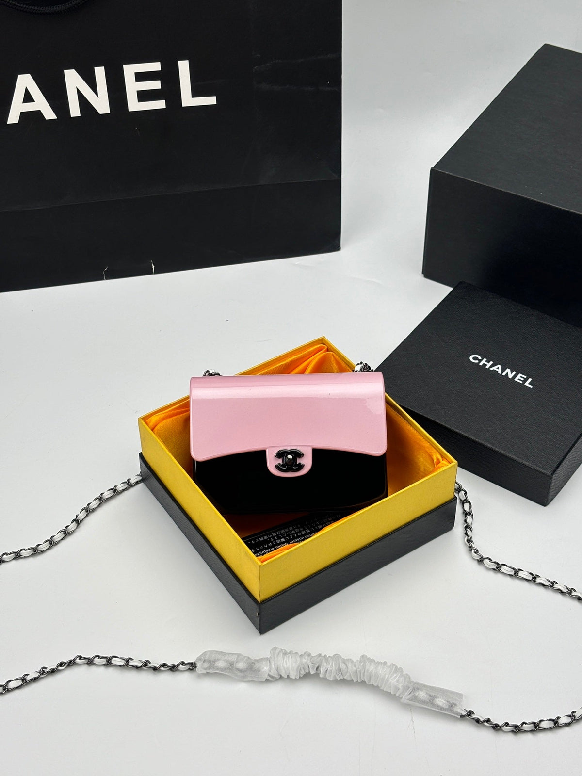 CC Evening Bag Pink Black Acrylic
