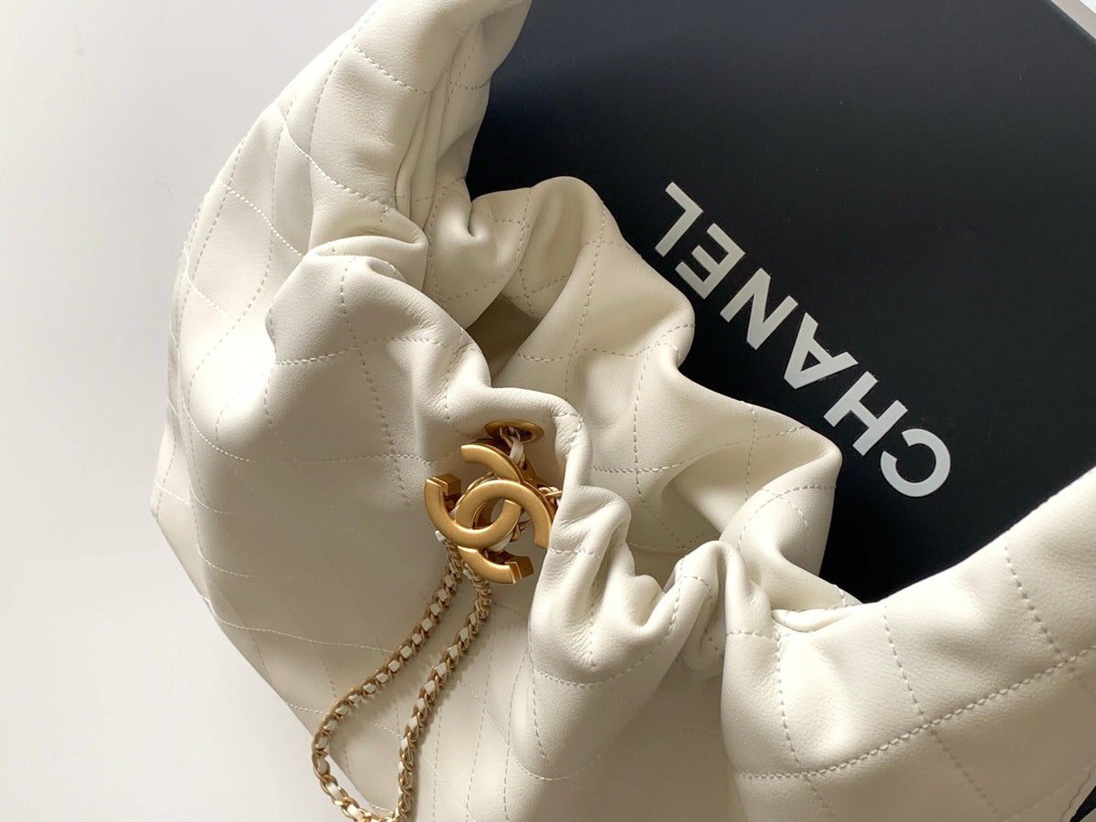 CC 2025 Hobo Bag 45cm White Calfskin