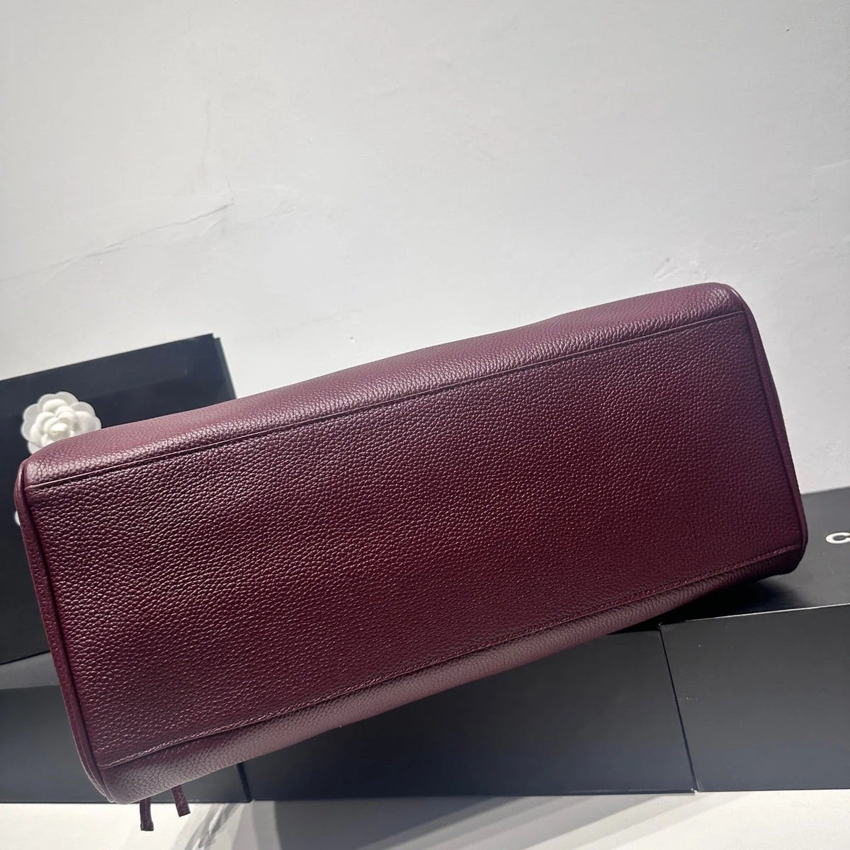 Chanel 2026 Large Shopping Bag 43cm Burgundy Grained Calfskin 363704