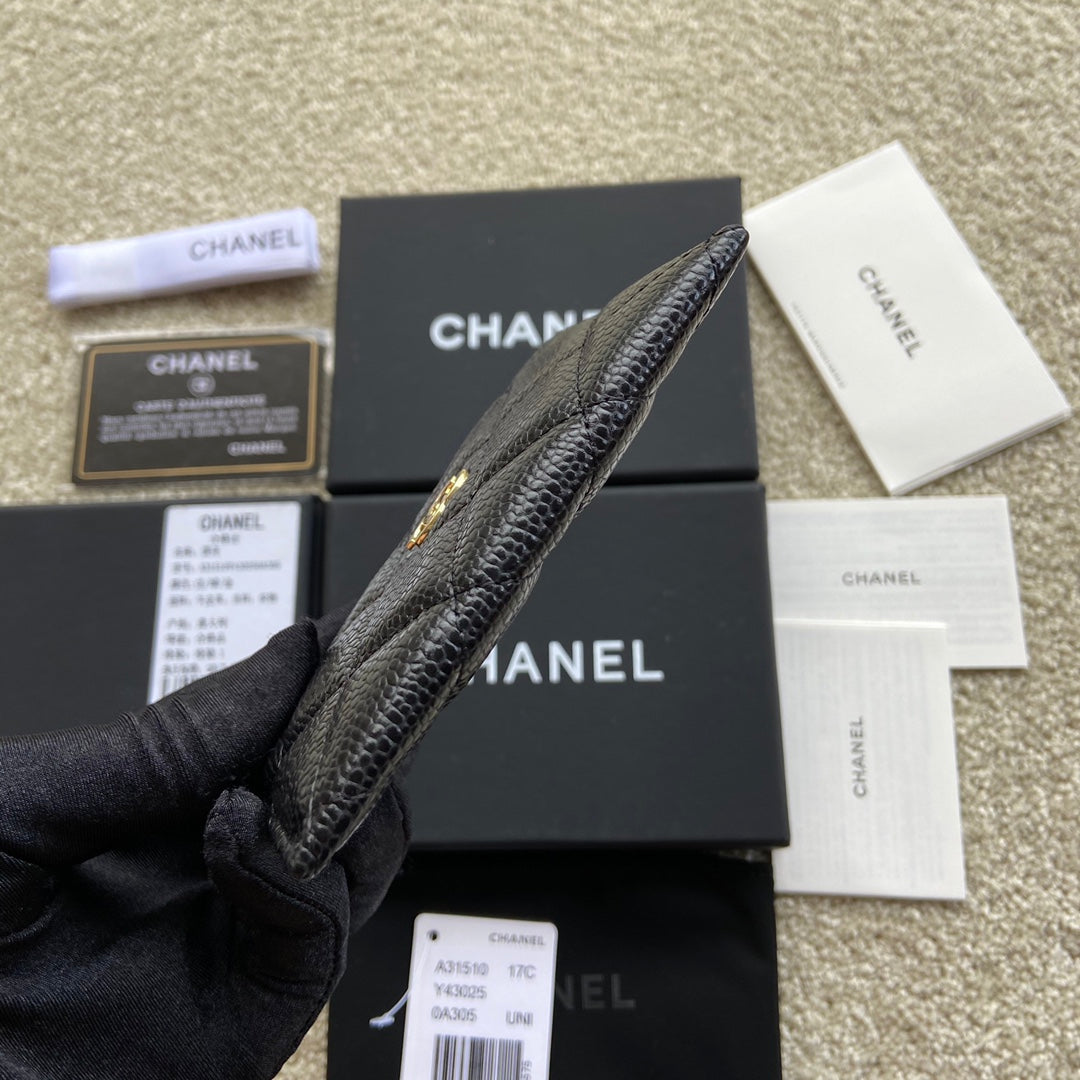CC Classic Card Holder Black Caviar GHW 173998