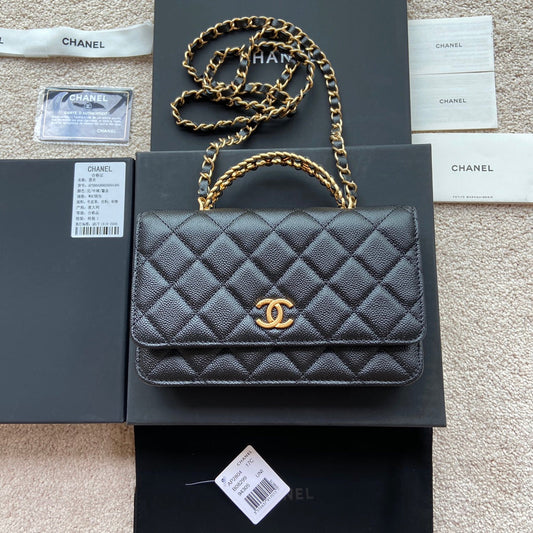 CC Logo Flap Bag 20cm Black Caviar GHW 235167