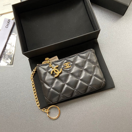 CC A50168 Keyring Cardholder Black Sheepskin GHW 229705