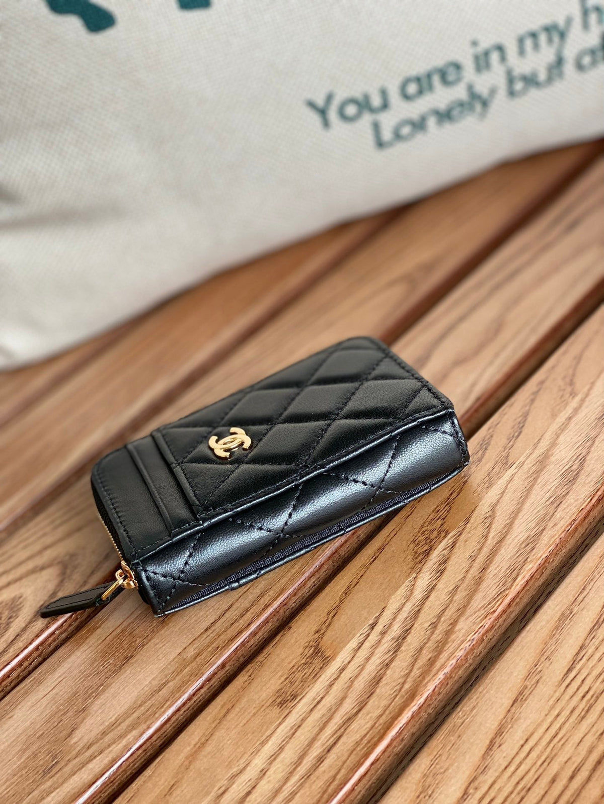 CC 22A Zippy Coin Purse Black Sheepskin GHW 223920