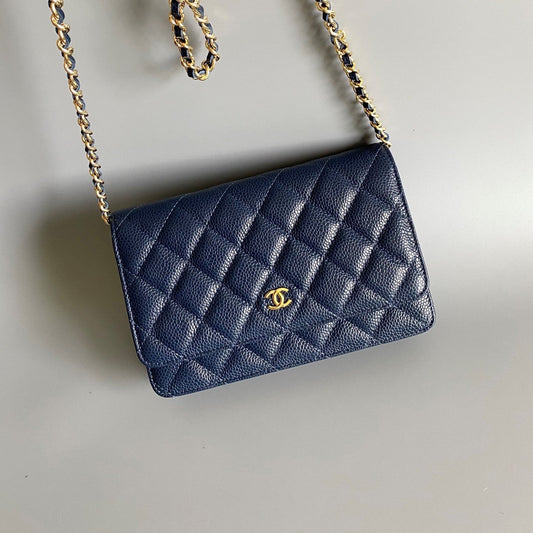 CC WOC Fortune Bag Navy Blue Quilted Caviar Leather 223295
