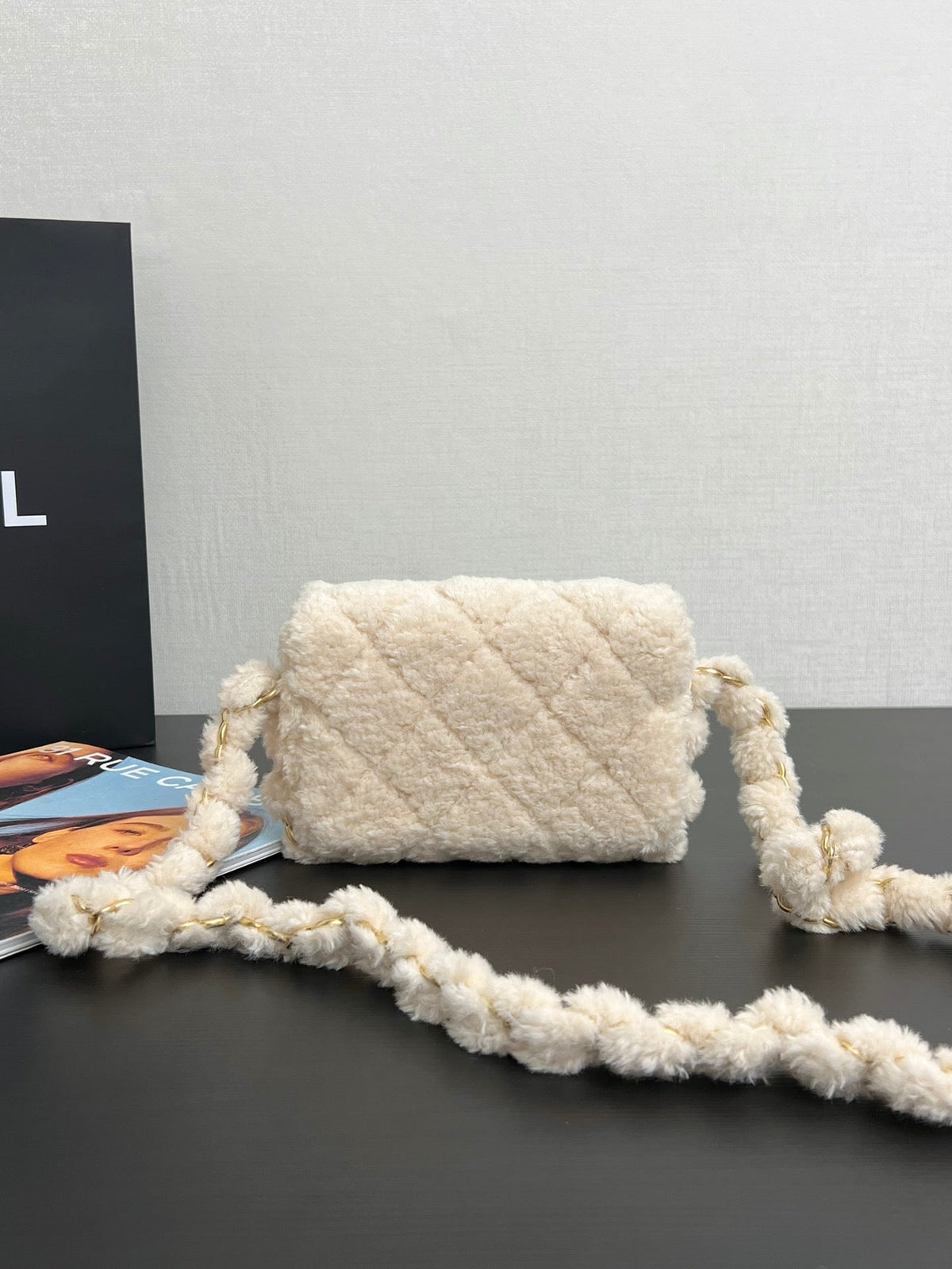CC FW 24/25 Small Flap Bag Beige Shearing Lambskin