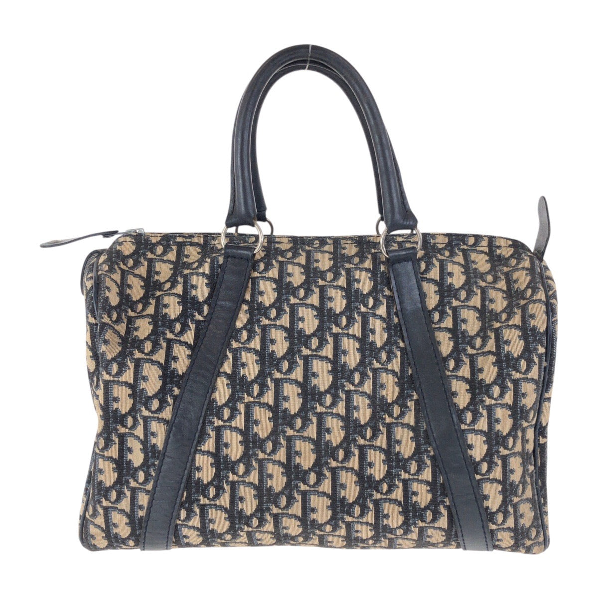 Dior Handbag canvas Navy Beige SilverMetal Trotter