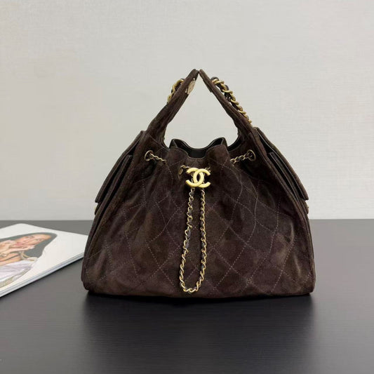 CC 25FW Hobo Bag 26cm Dark Brown Suede