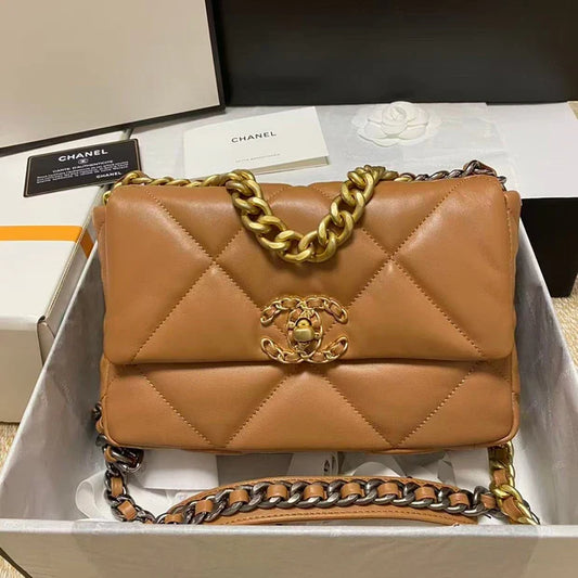 CHANEL 19 FLAP BAG 26 TAN GOATSKIN