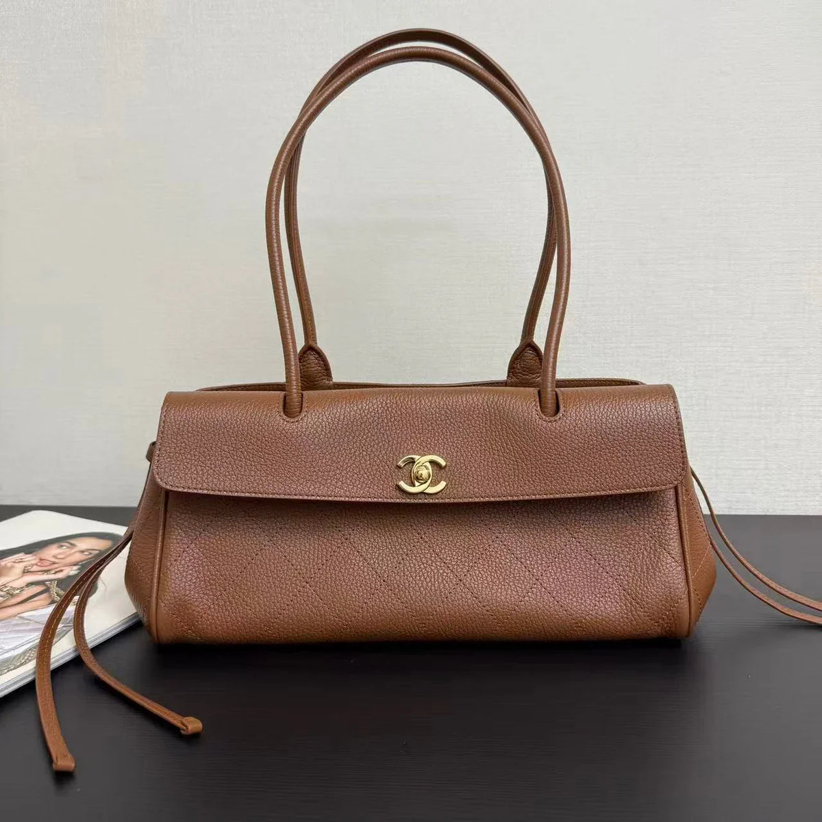 Chanel 2026 Shopping Bag 31cm Brown Grained Calfskin