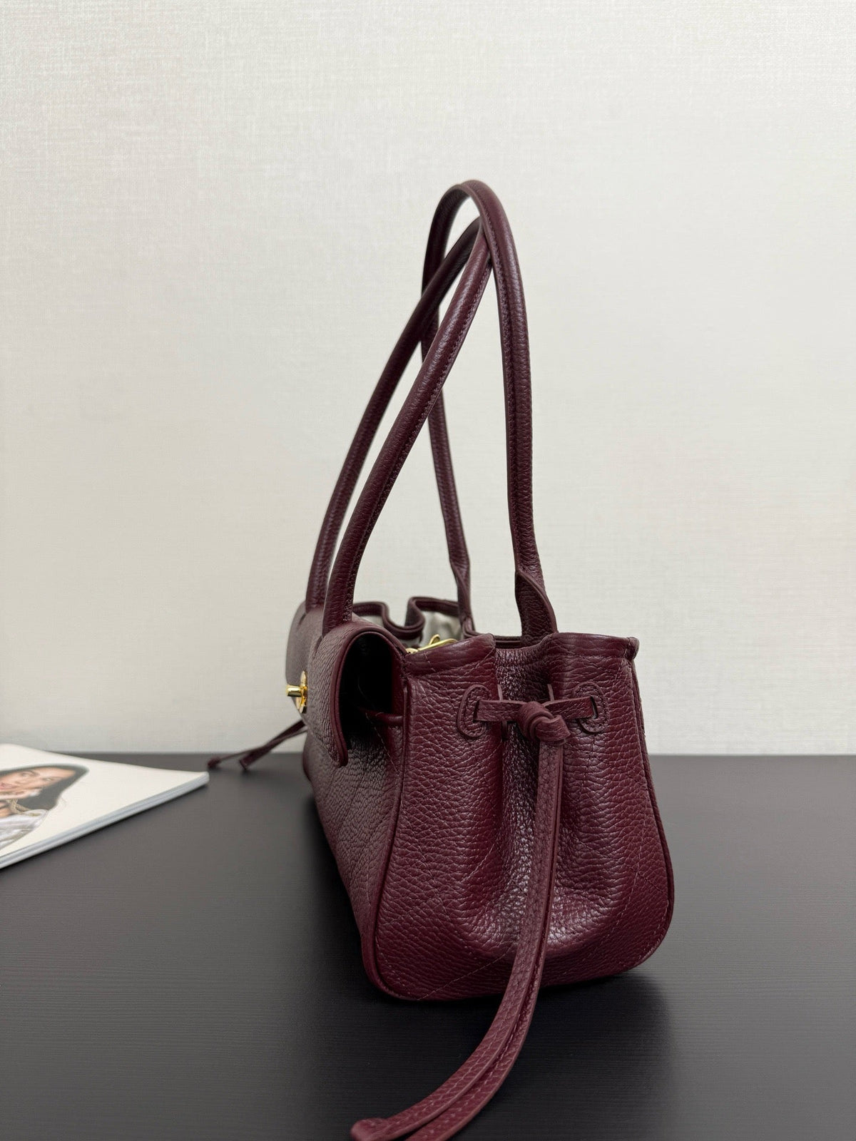 Chanel 2026 East West Bag 31cm Burgundy Grain Leather