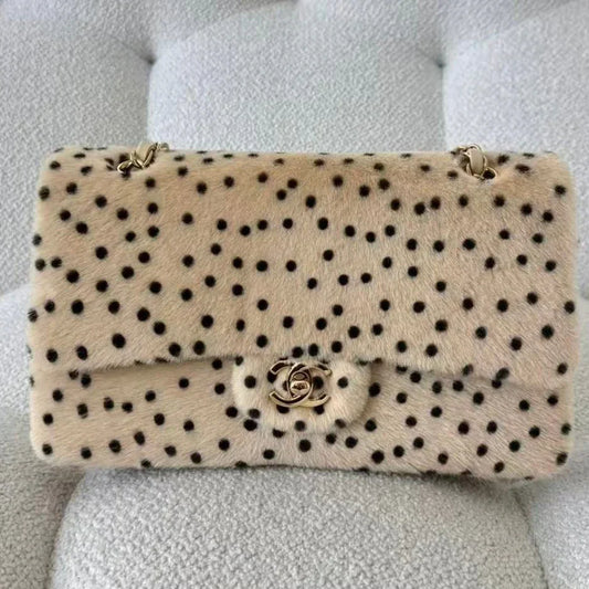 Chanel 2026 Cheetah Print Flap Bag Light Beige mix Black Calf Hair