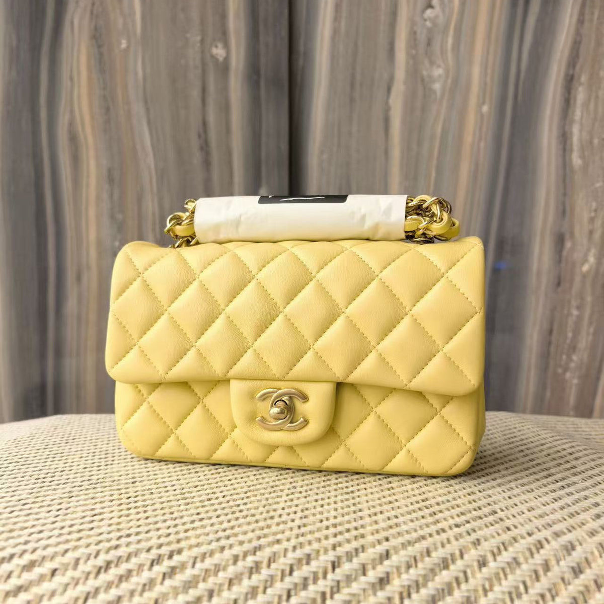 CC 26s Classic Flap Bag 20cm Light Yellow Lambskin