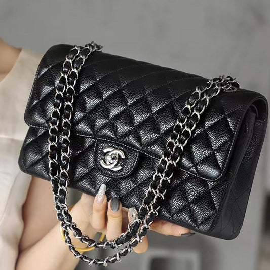 CC Classic Flap Bag 25.5cm Black Caviar Leather Best Verison