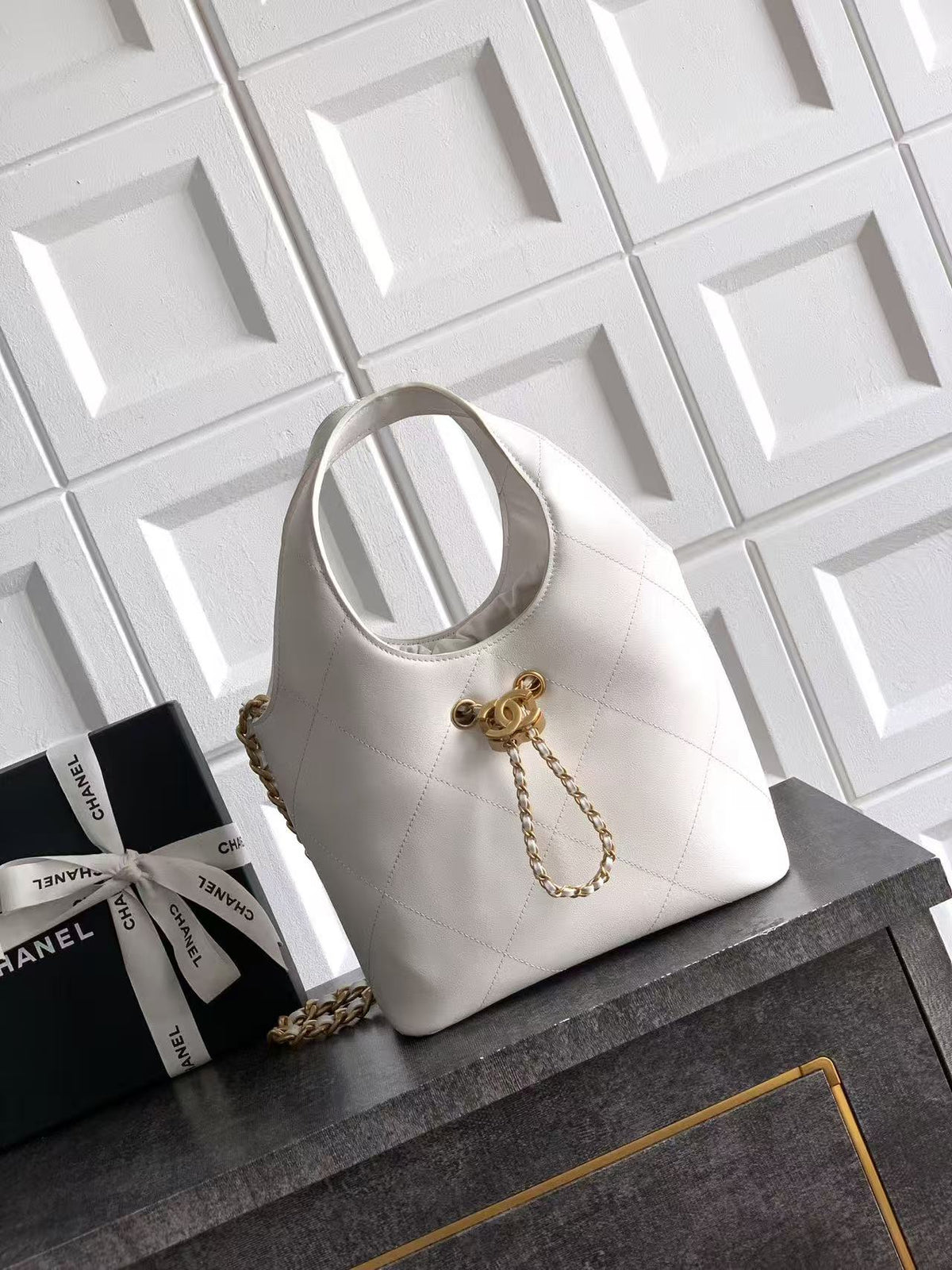 CC SS 2026 Small Shopping Bag Black Lambskin