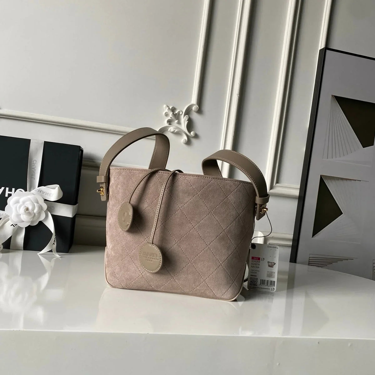 Chanel 2026 Bucket Bag 27.5cm Suede Calfskin