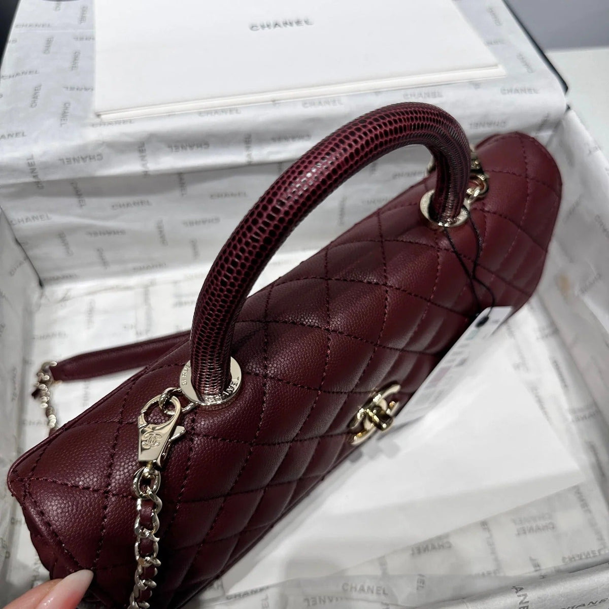 Chanel 2026 Coco Handle Bag 32cm Burgundy Caviar Calfskin 348822