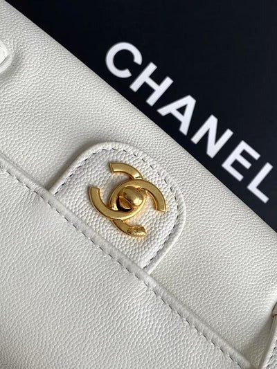 Chanel 2026 Bowling Ball Cylinder Bag White Caviar Leather