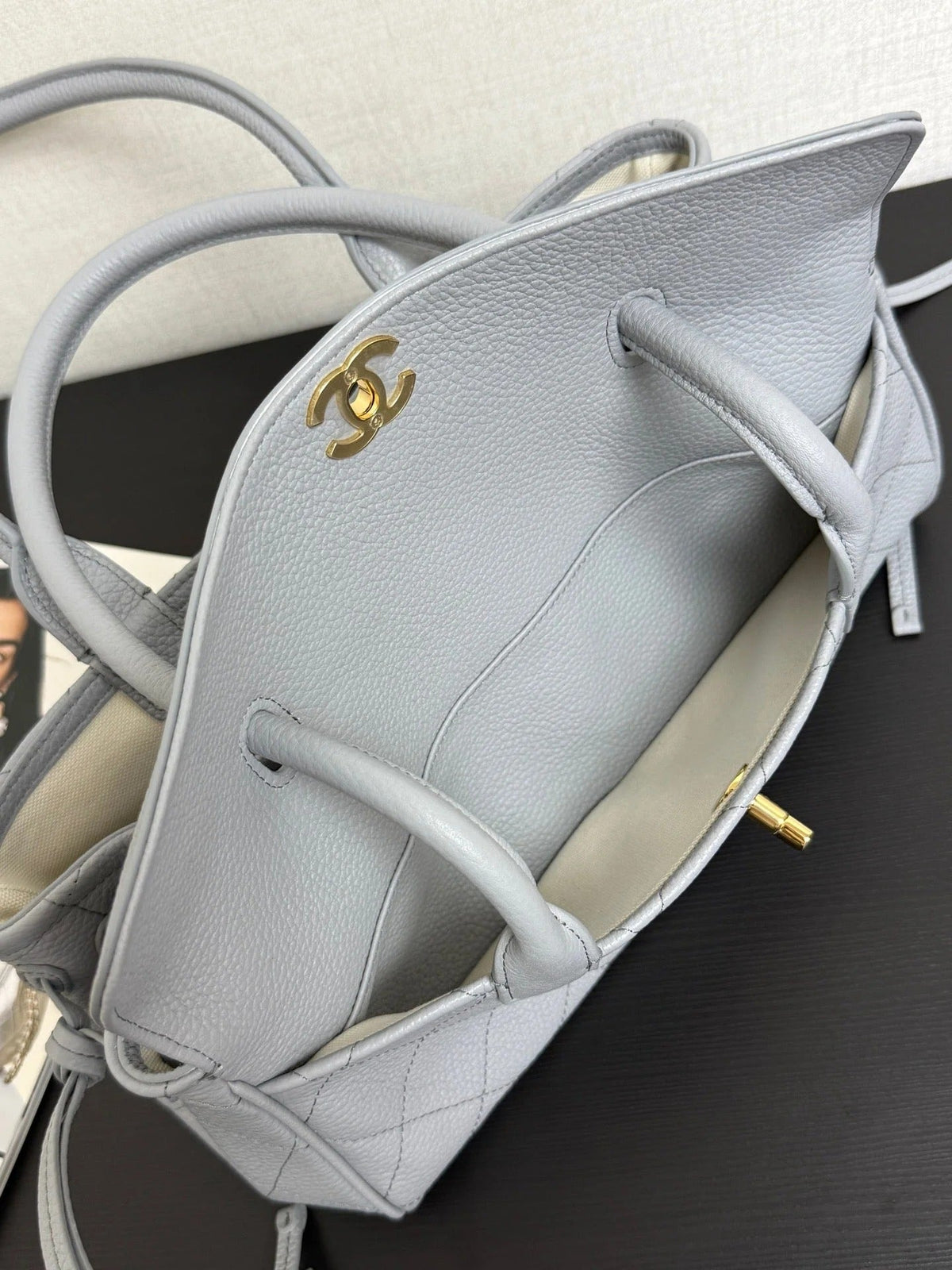 Chanel 2026 Shopping Bag 31cm Gray Grained Calfskin