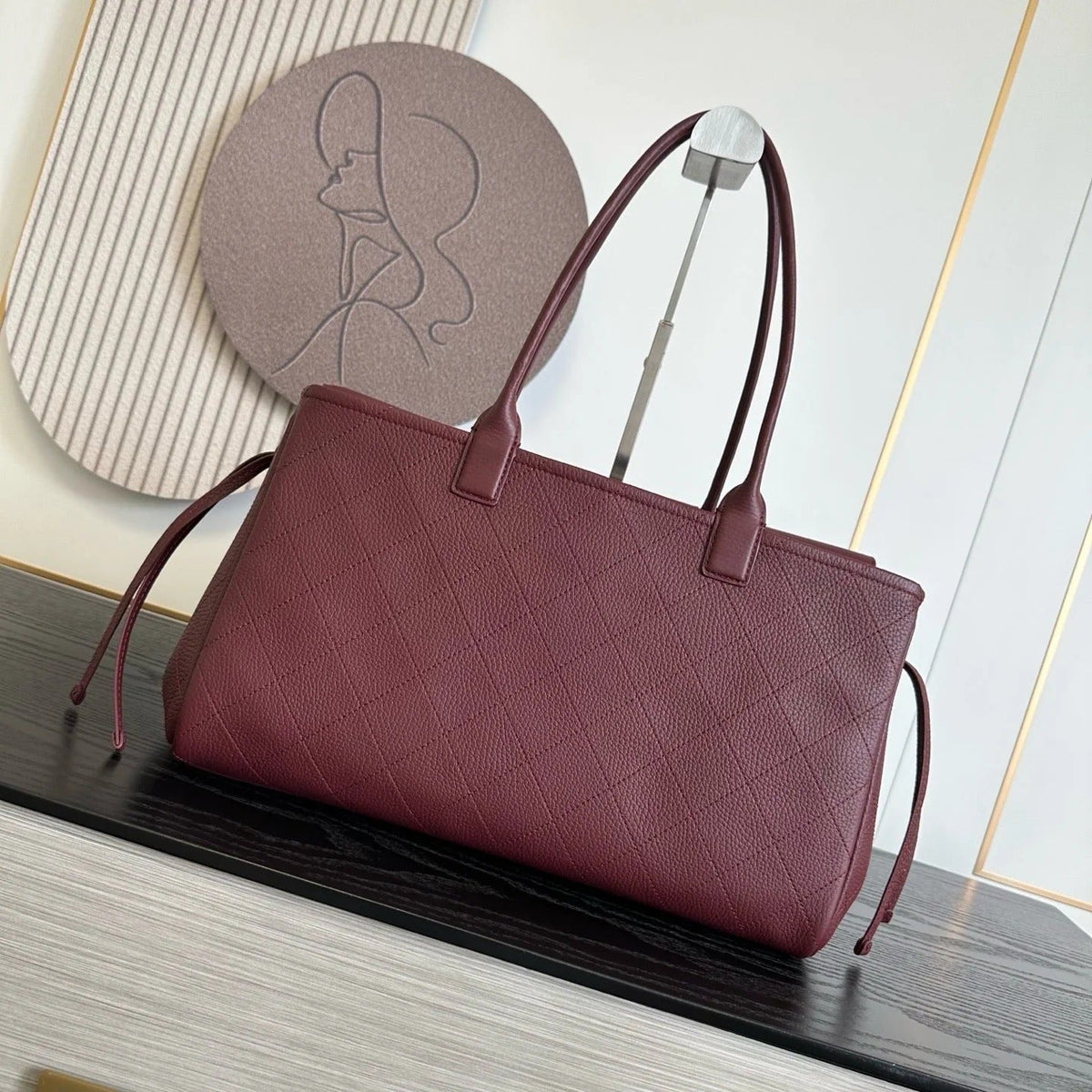 Chanel 2026 Shopping Bag 38cm Burgundy And Brown Calfskin