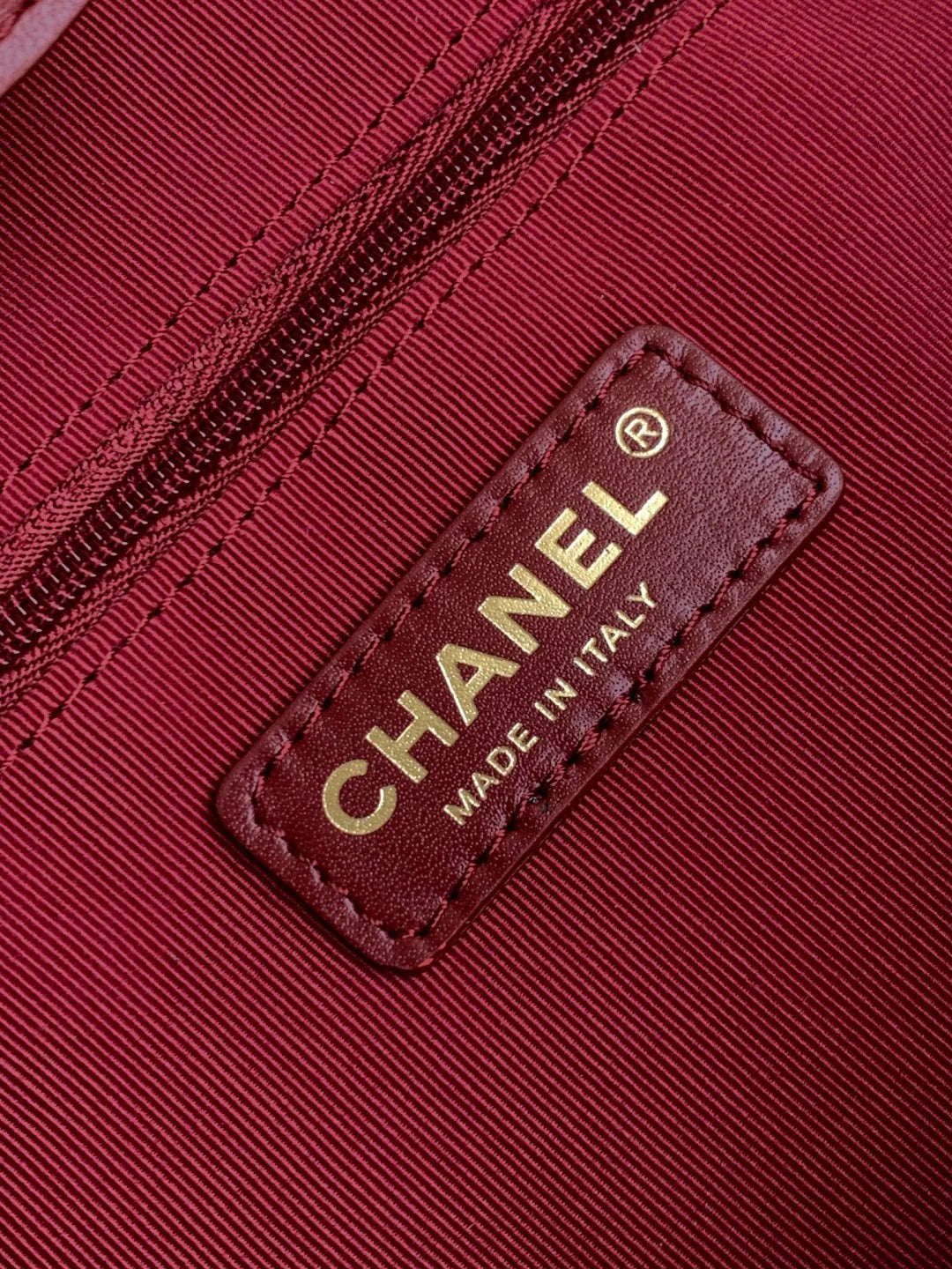 Chanel 2026 Stitched Shopping Bag 36cm Red Calfskin 348239