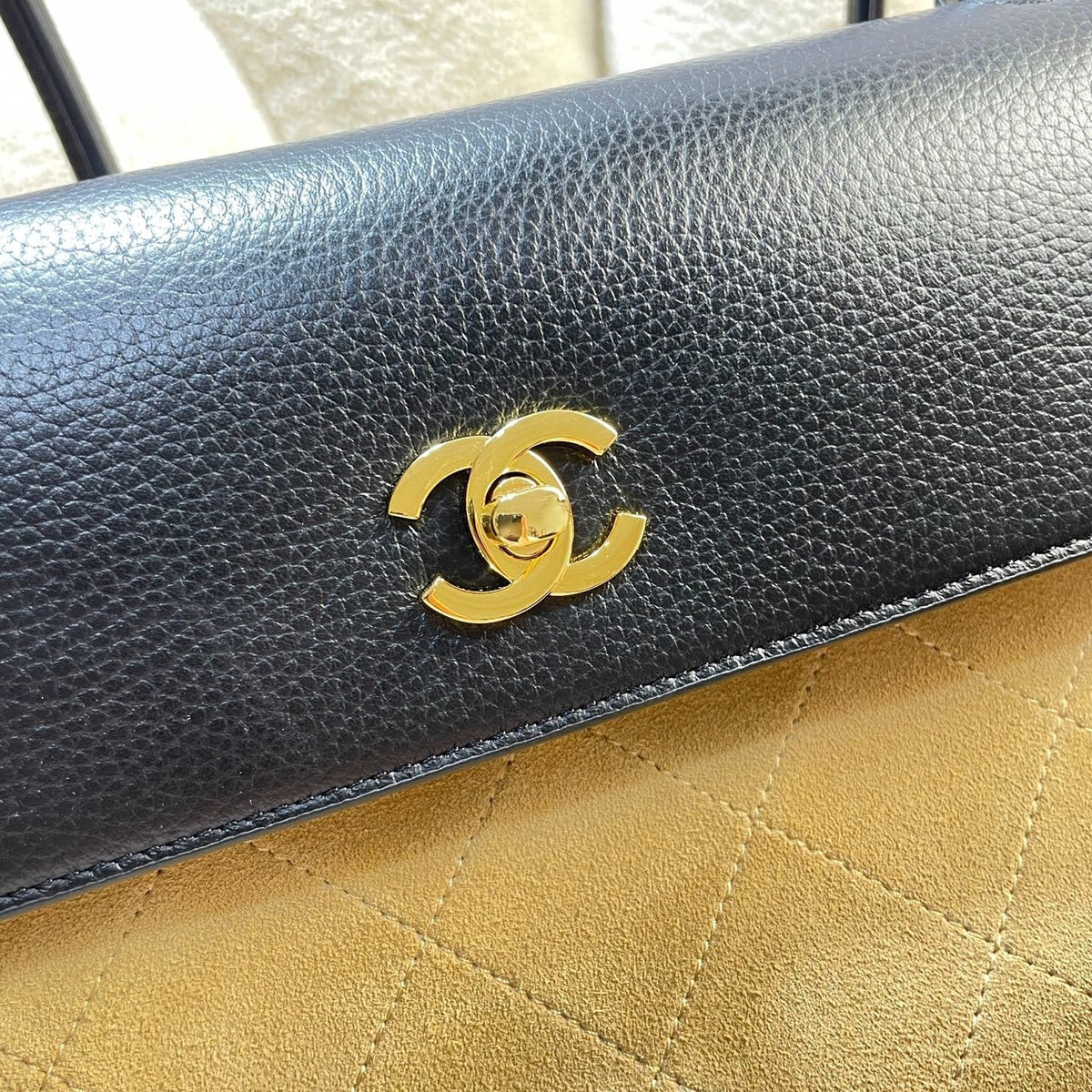 Chanel 2026 Large Urban Essential Bag 43cm Black Beige Leather Suede