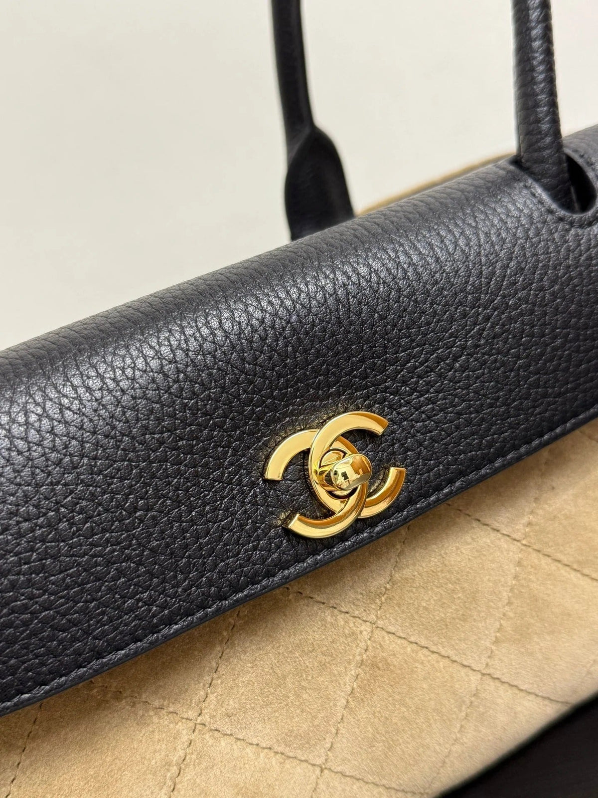 Chanel 2026 Urban Essential East West Bag 31cm Black Beige Suede Leather
