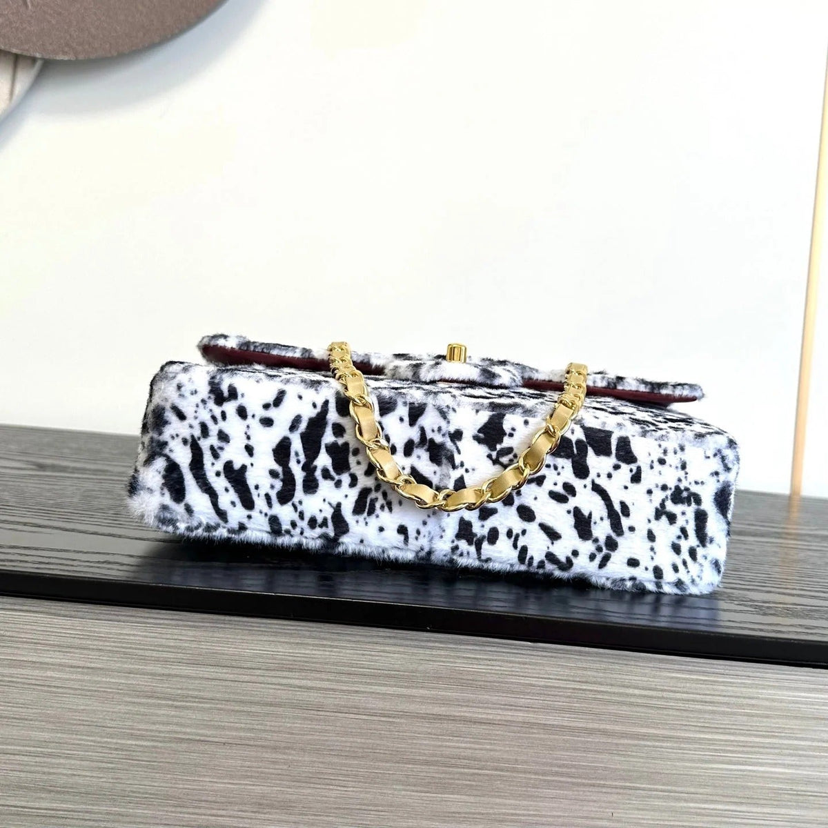 Chanel 2026 Leopard Print Flap Bag White Black Ponyhair Leather