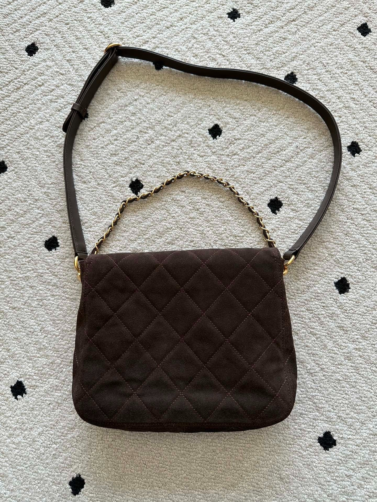 Chane 2026 Shoulder Bag 25cm Brown Suede