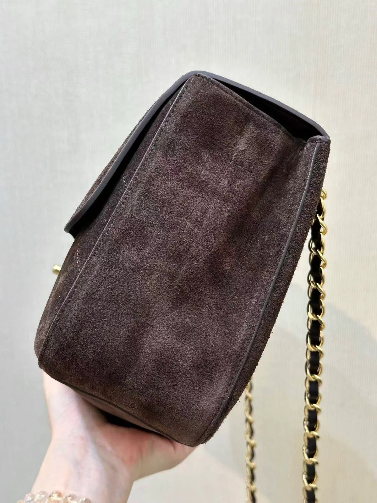 Chanel 2026 Flap Bag Dark Brown Suede Leather