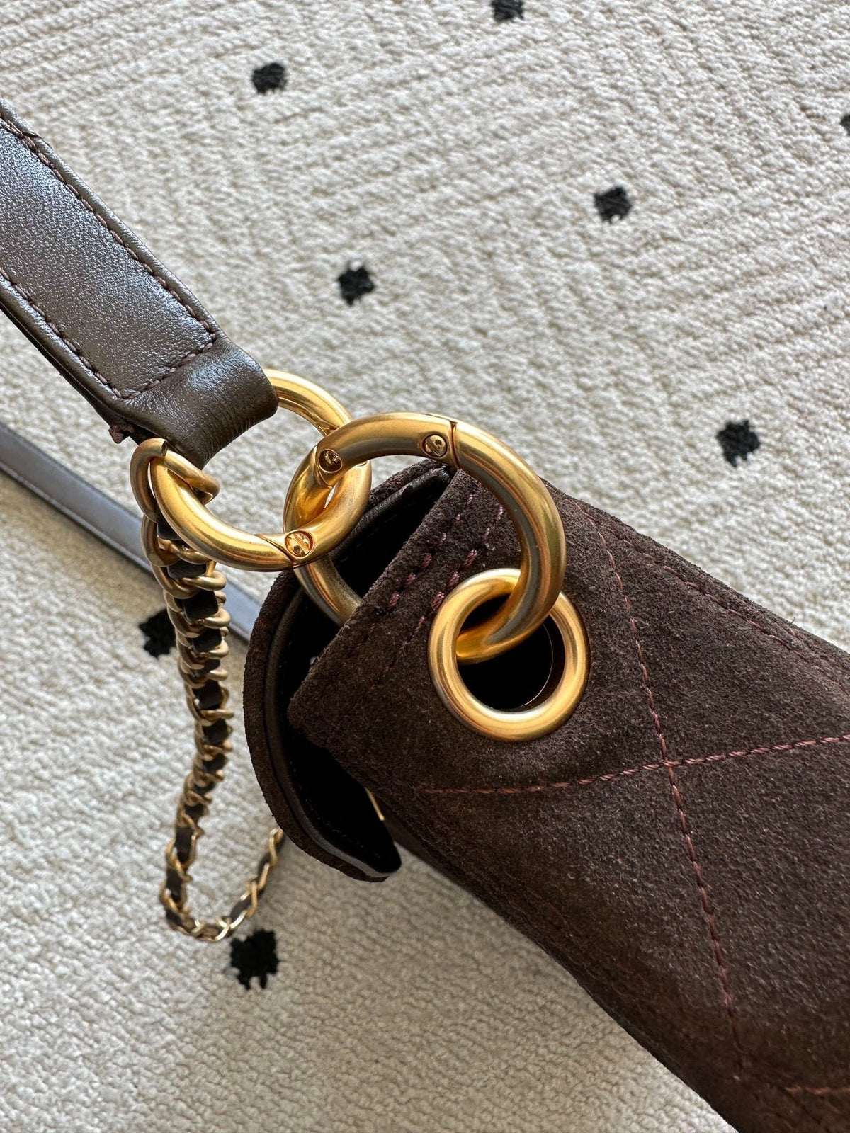 Chane 2026 Shoulder Bag 25cm Brown Suede