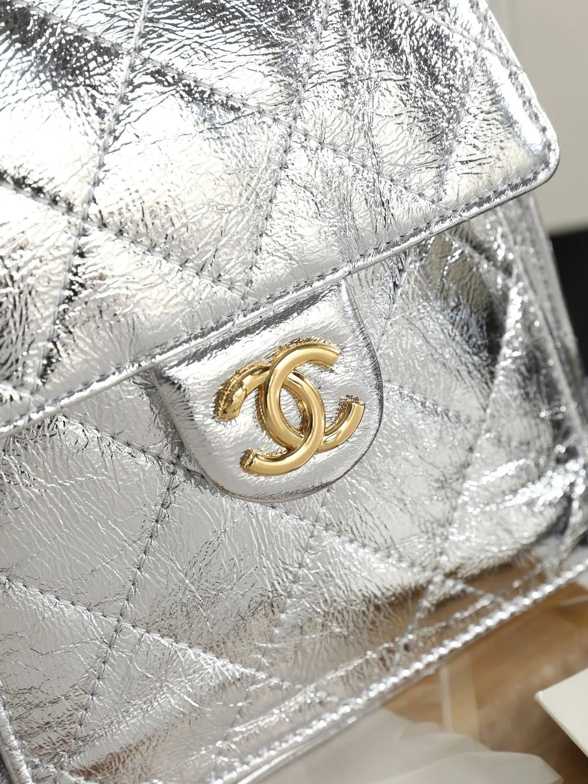 Chanel 2026 Hobo Bag 40cm Silver and Gold Mettalic Leather