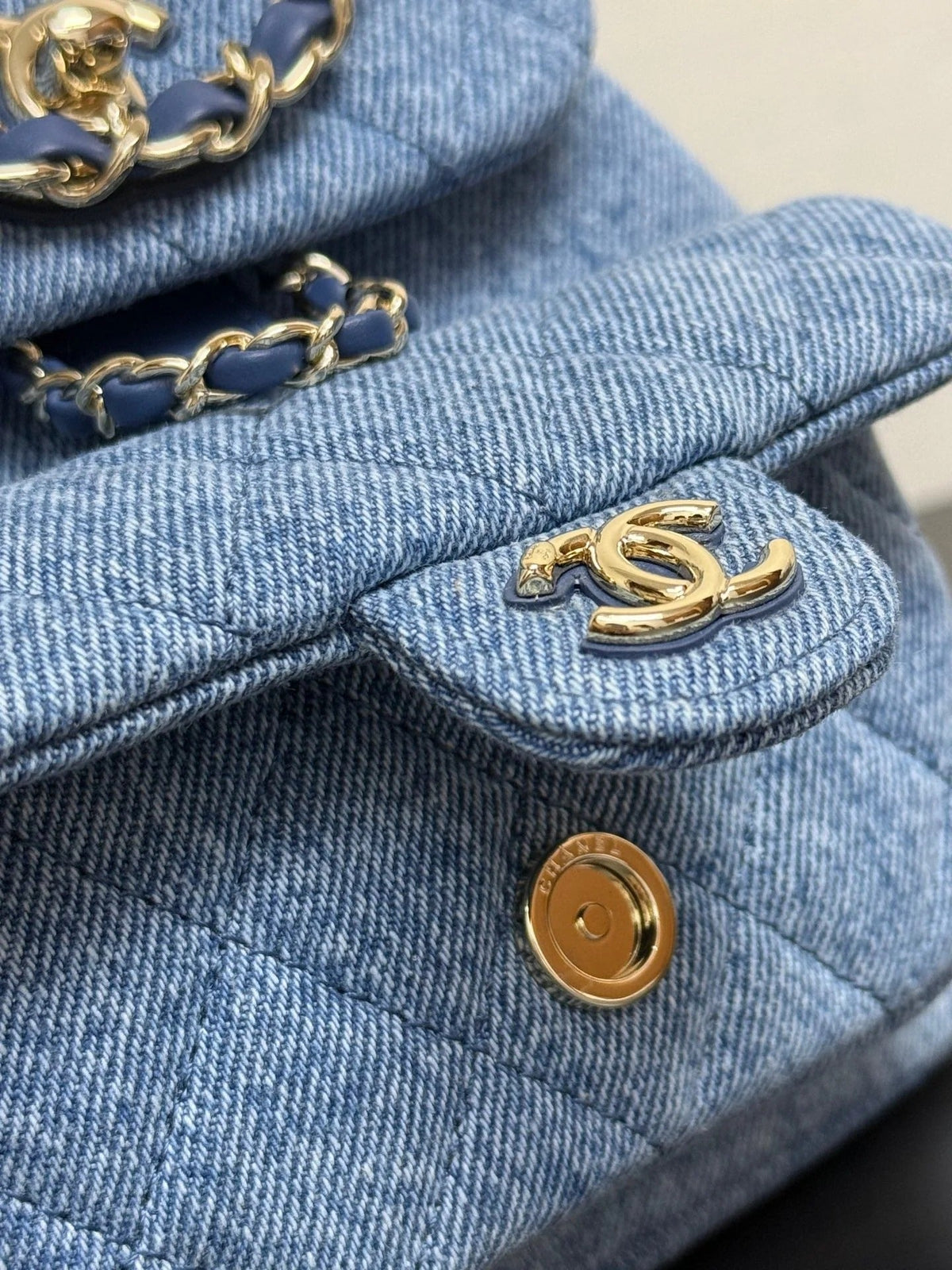 Chanel 2026 Backpack 18cm Blue Denim Leather