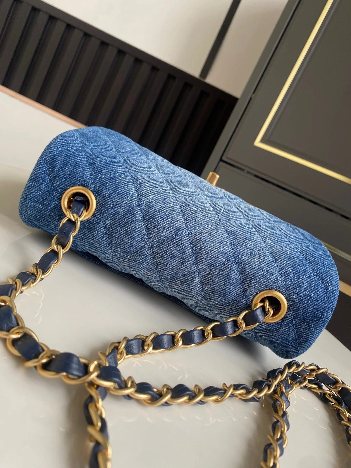 Chanel 2026 Denim Washed Flap Bag Blue Cotton Leather