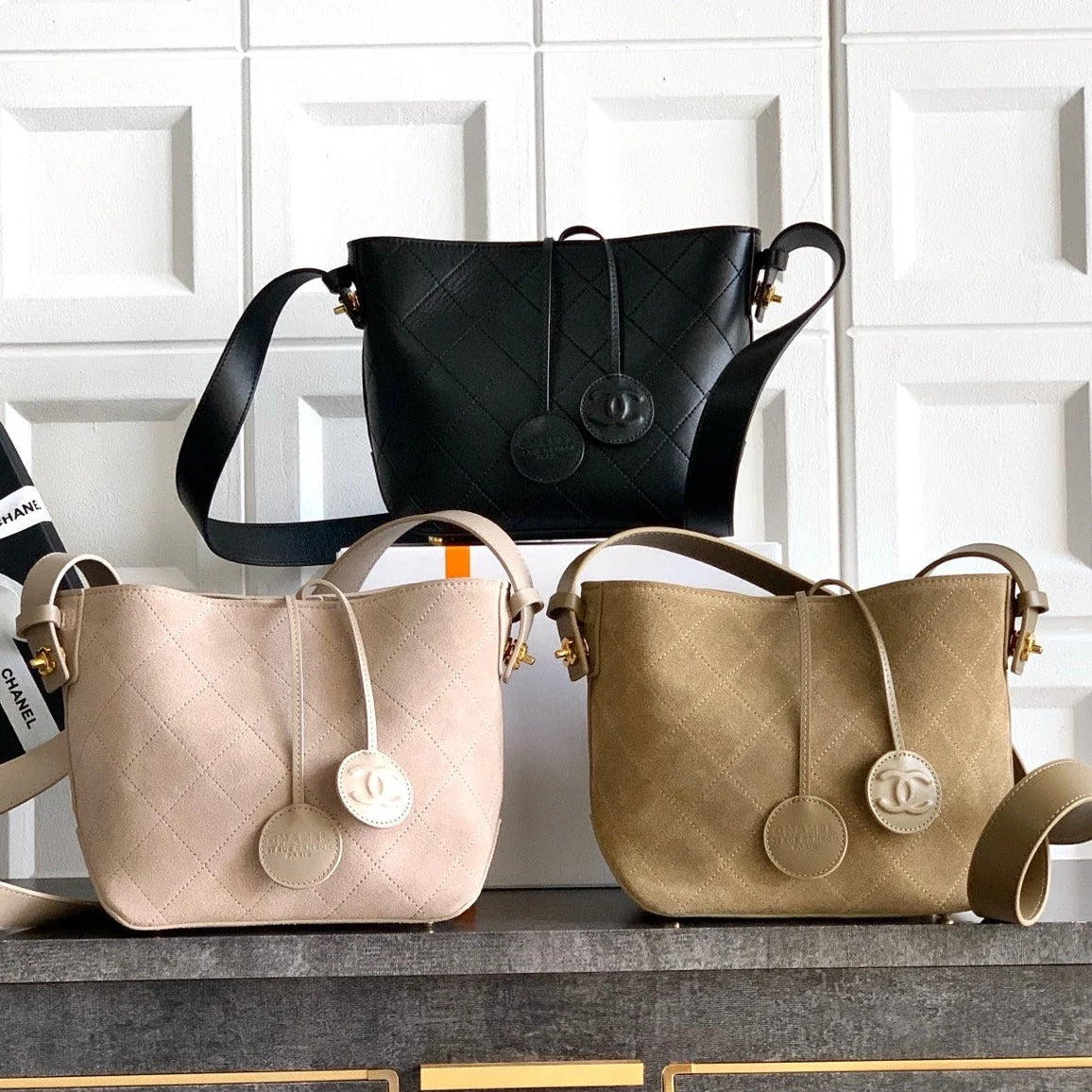 Chane 2026 Bucket Bag 20cm Suede Calfskin