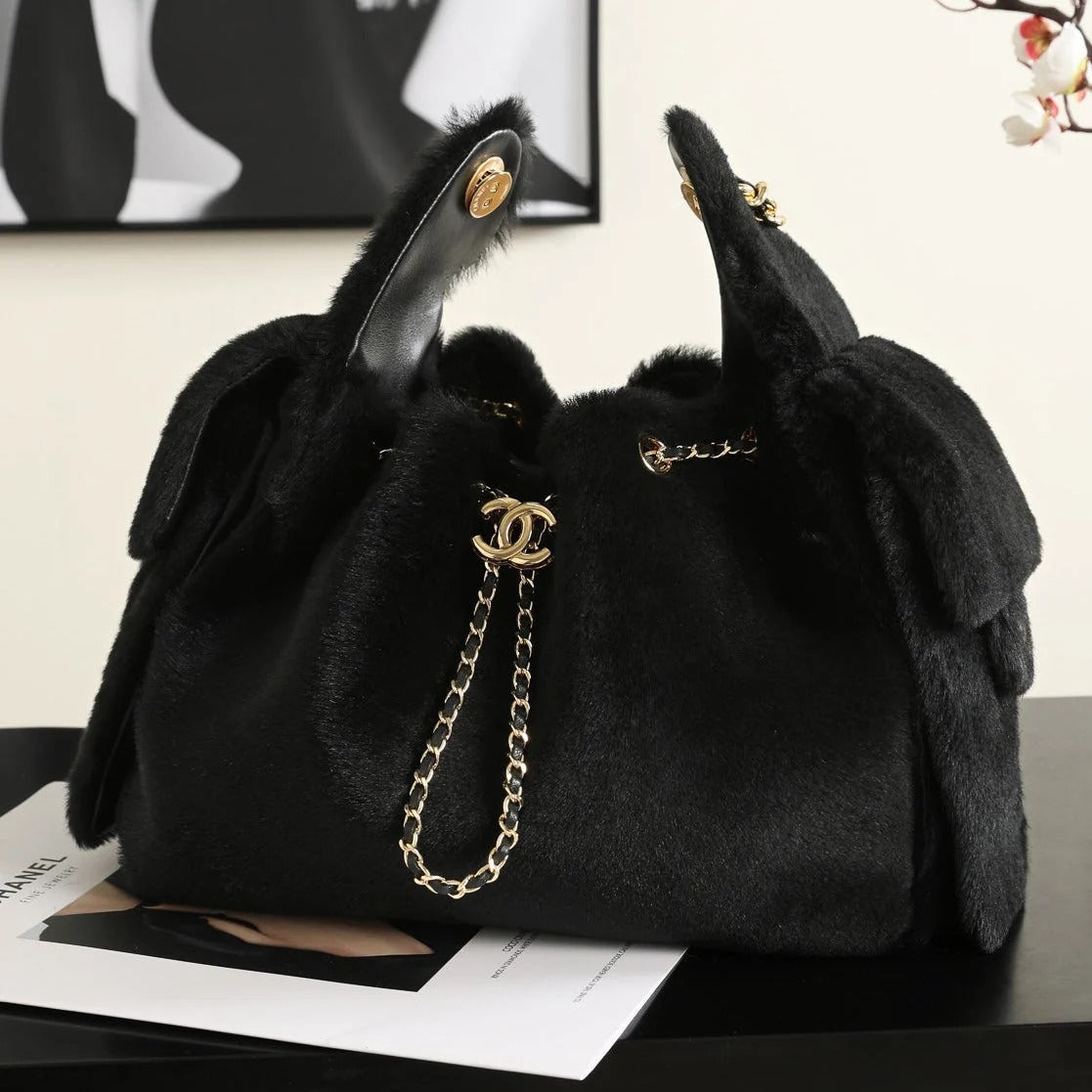 Chanel 2026 Hobo Bag 30cm Black Ponyhair