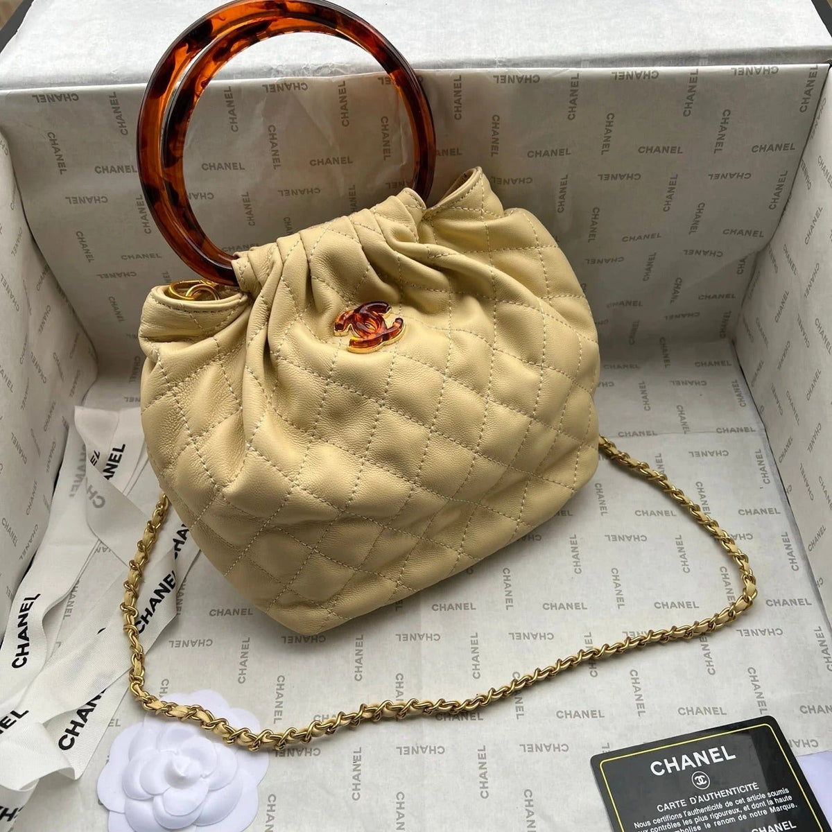 Chanel 2026 Tortoiseshell Handle Mini Bag 25cm Beige Lambskin