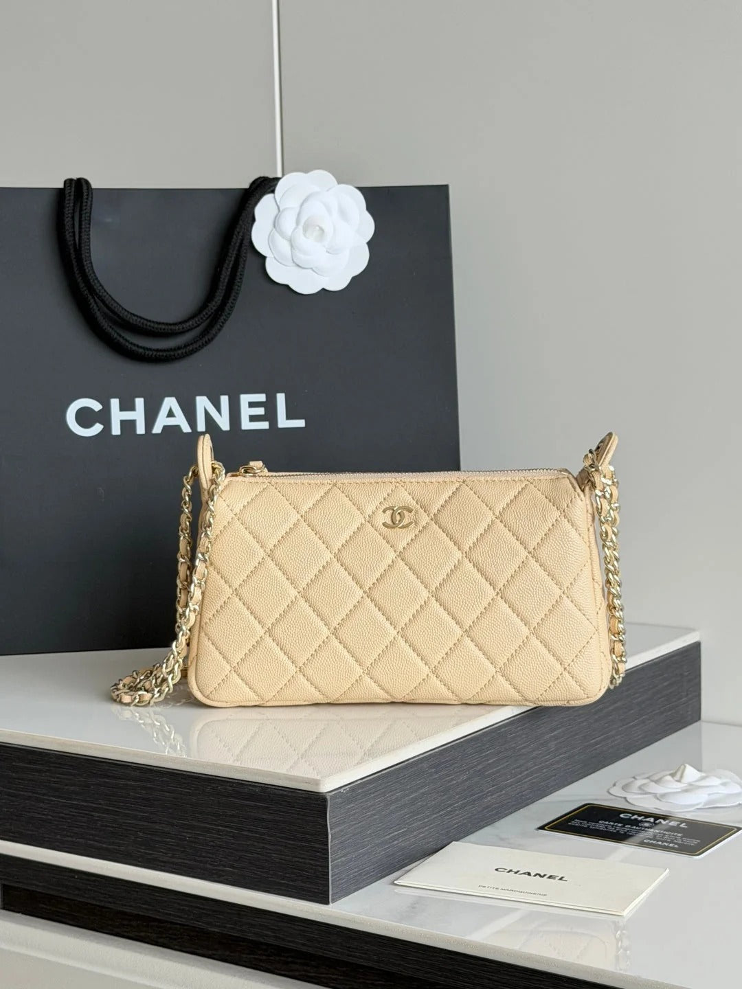 Chanel 2026 Clutch with Chain 21cm Caviar Leather