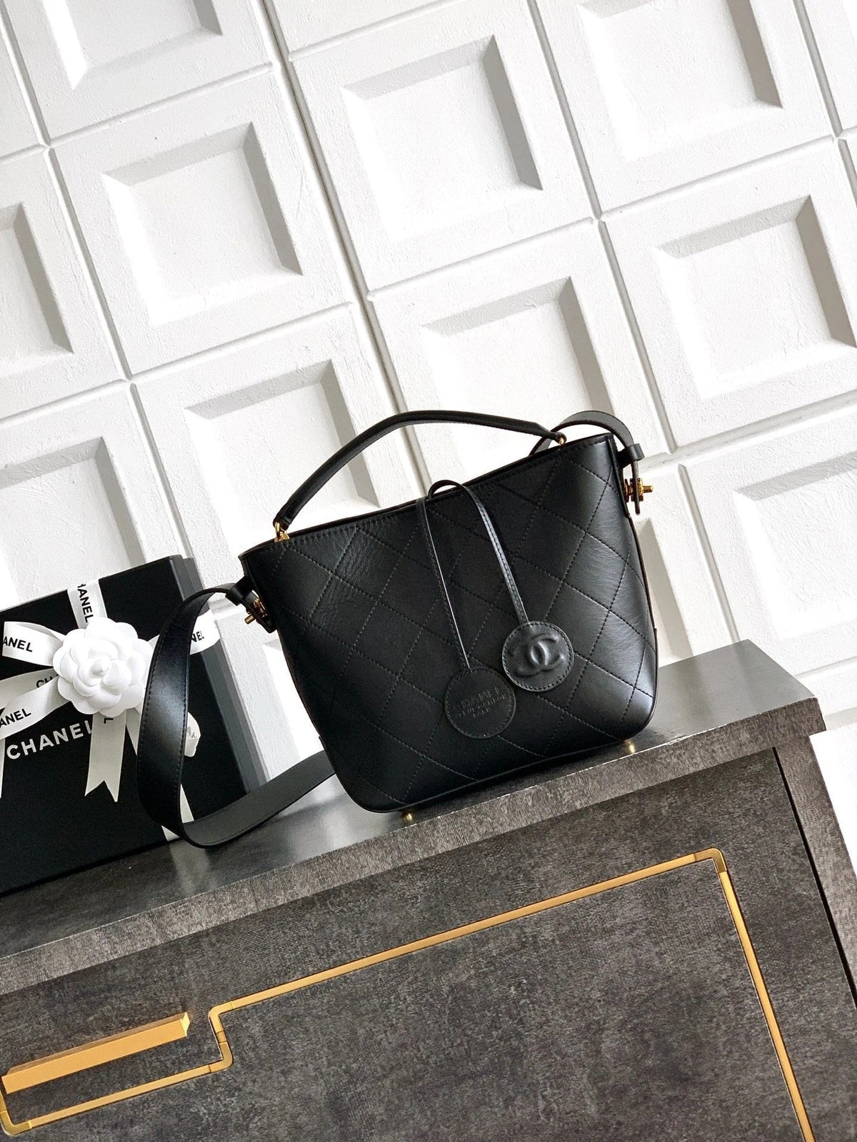 Chane 2026 Bucket Bag 20cm Suede Calfskin