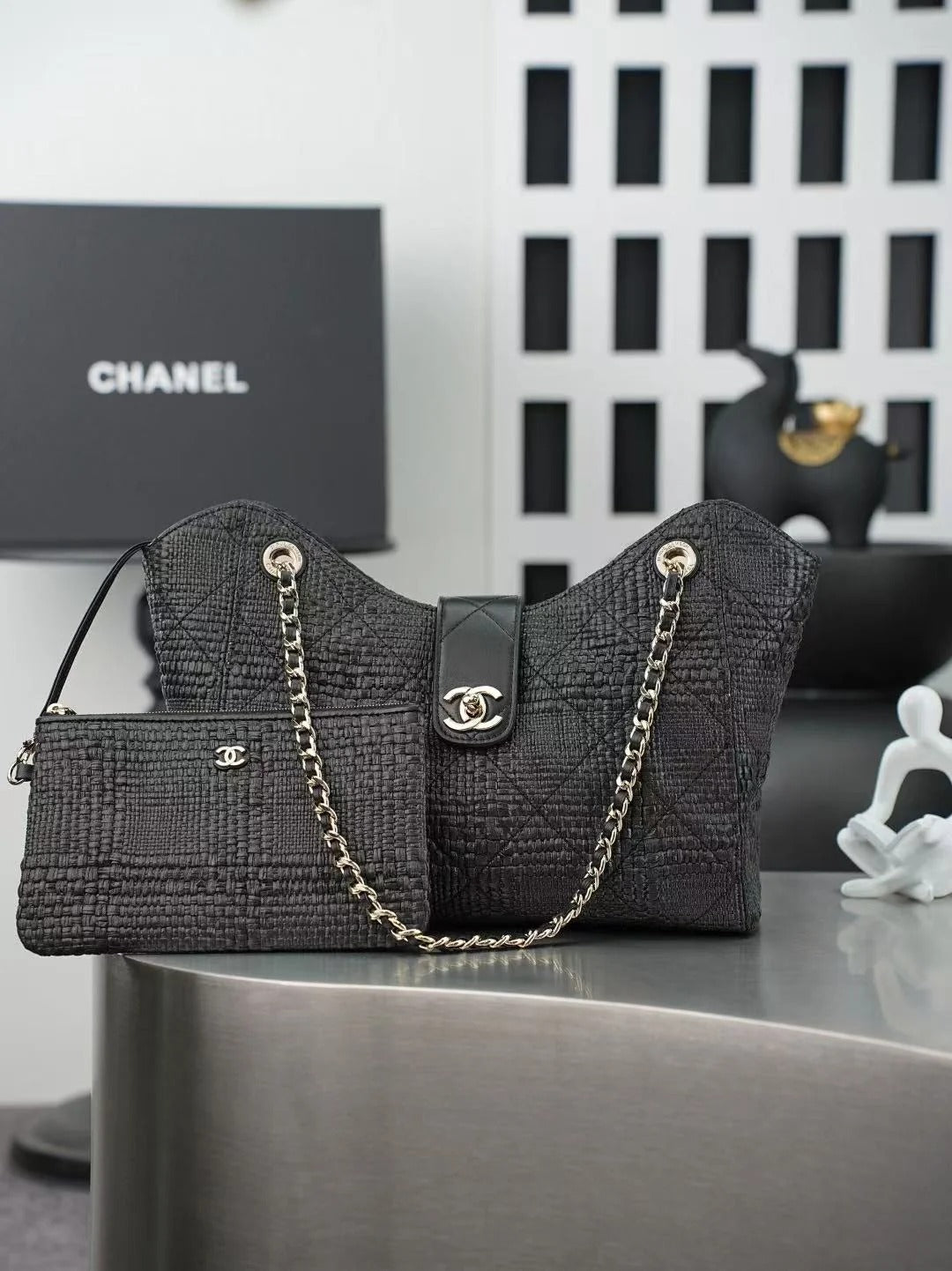 Chanel 2026 Shopping Bag 32cm Braided Raffia Woven Leather