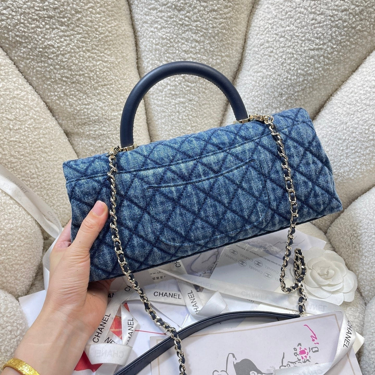 Chanel 2026 Horizontal Coco Handle 30cm Demin Blue Fabric