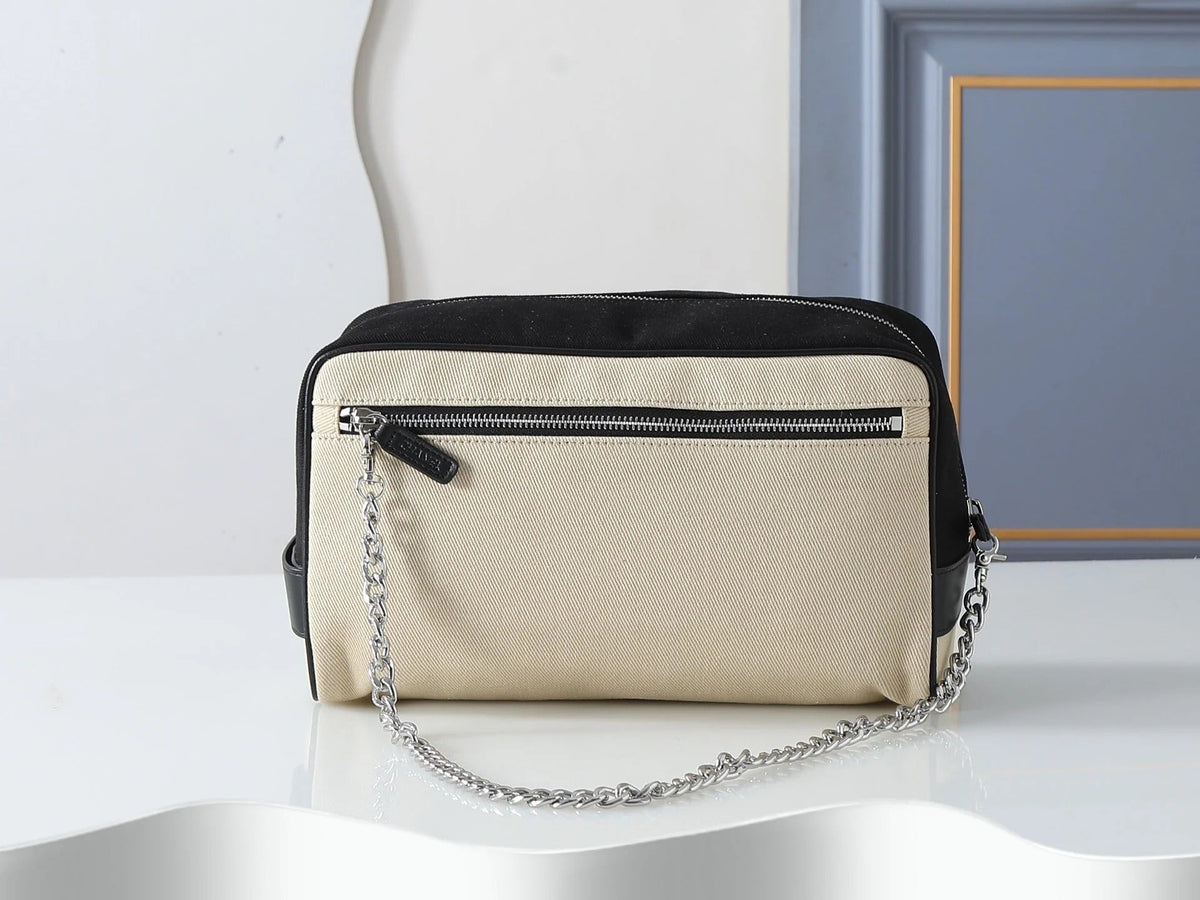 Chanel 2026 Large Zippered Pouch 29cm Canvas Leather