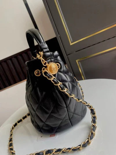 Chanel Bucket Bag 24cm Black Lambskin